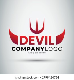 Red Devil Logo Design With Horns