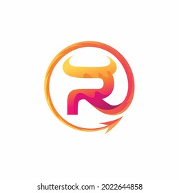 Red devil logo with letter R concept