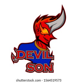 Red Devil looks so evil with big horn and word devil son at the bottom. This logo is more suitable to be applied to the avatar, profile picture on social media, sport logo, e-sport logo and many more.