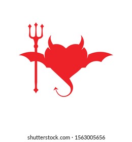 Red Devil Love Heart Shape Bat Stock Vector (Royalty Free) 1563005656 ...