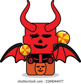 red devil mascot character cartoon vector cute skull candy box pumpkin