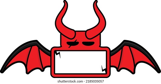 red devil mascot character cartoon vector cute skull bat board