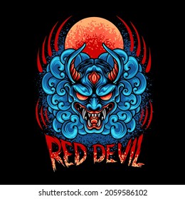 Red Devil Mask Japan Illustration for your business or merchandise