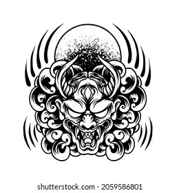 Red Devil Mask Japan Silhouette Illustration for your business or merchandise