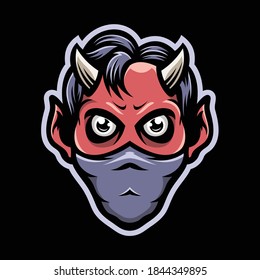 Red Devil mask mascot vector