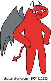 The Red Devil Model Standing Cartoon Character Vector Design