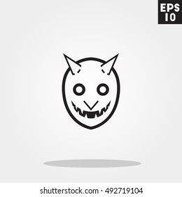 Red devil monster face halloween icon in trendy flat style isolated on grey background. Id card symbol for your design, logo, UI. Vector illustration, EPS10.