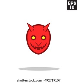 Red devil monster face halloween icon in trendy flat style isolated on grey background. Id card symbol for your design, logo, UI. Vector illustration, EPS10. Colored.