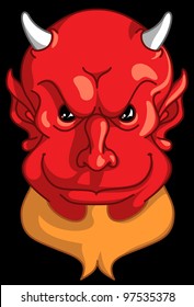 Red devil with a naughty, evil look in his face, drawn as vector illustration.