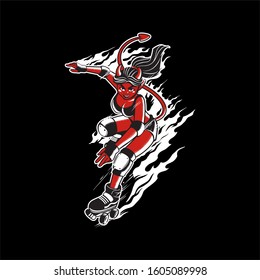 Red Devil Riding Wheels Shoes  T Shirts Design