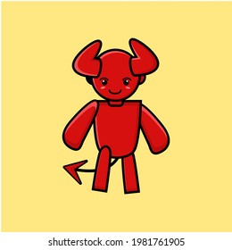 Red devil satan cute cartoon vector