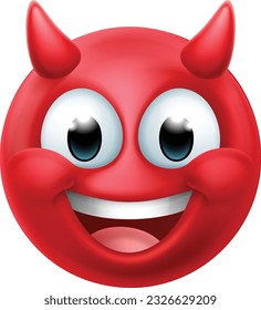 Un demonio rojo o un emoticono satánico se enfrentan a una mascota de dibujos animados.