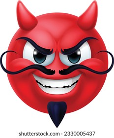 A red devil or satan emoticon man face cartoon icon mascot.