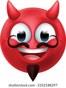 A red devil or satan  emoticon man face cartoon icon mascot.