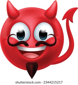 Ein roter Teufel oder Satan Emoticon Mann Gesicht Cartoon Symbol Maskottchen.