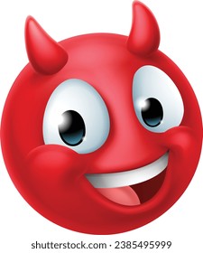 A red devil or satan emoticon man face cartoon icon mascot.