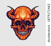 Red Devil Skull Horn illustrations for work Logo merchandise t-shirt, stickers and Label, poster, greeting cards advertising business company or brands.