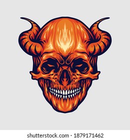 Red Devil Skull Horn illustrations for work Logo merchandise t-shirt, stickers and Label, poster, greeting cards advertising business company or brands.