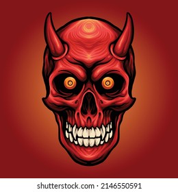 Red devil skull horn mascot illustration for your work merchandise tshirt stickers and label designs poster greeting cards advertising business company or brands