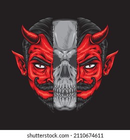 red devil with skull vector