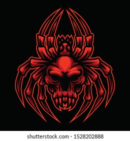 Red Devil Spider Skull- Mascot & E-sport Logo, All elements on this template are editable with Vector Software