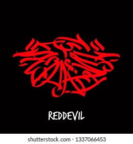 Red devil text, original hand lettering graffiti tagging vector - tshirt design - poster design - Vector 