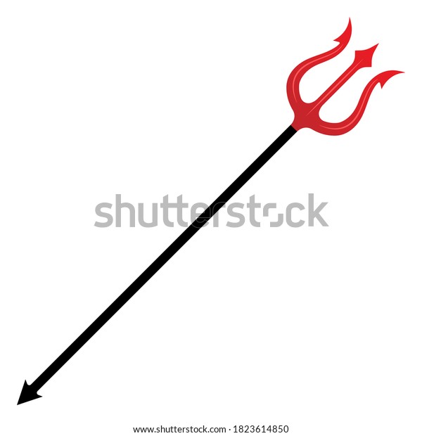 Red Devil Trident Pitchfork Halloween Day Stock Vector (Royalty Free ...