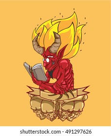 Red Devil vector and illustration. monster in Halloween night
