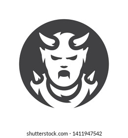Red Devil Vector silhouette sign.