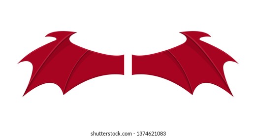 Red devil wings isolated on white background. Cartoon style. Clean and modern vector illustration for design, web.