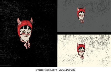 red devil women vector illustration mascot design