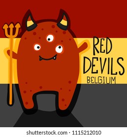 Red Devils Belgium cartoon vector illustration