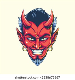 red devils head mascot illustration for tshirt design, logo, or stickers