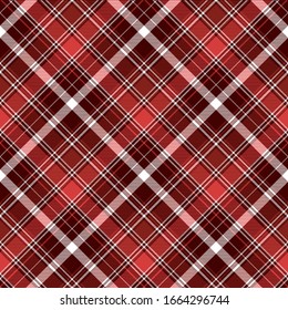 Red diagonal abstract plaid seamless pattern. Vector illustration.