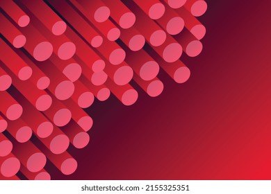 The red diagonal cylinders in motion abstract background