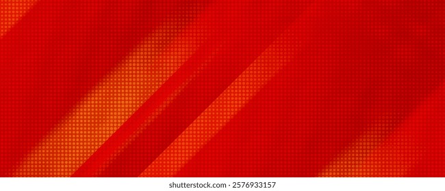 Red diagonal geometric shape with halftone. Modern fiber textured vector eps 10