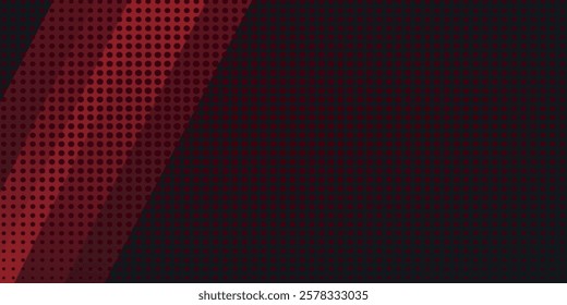 Red diagonal geometric shape with halftone. Modern fiber textured vector