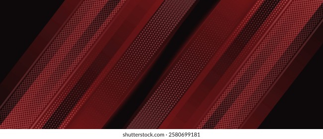 Red diagonal geometric shape with halftone. Modern fiber textured vector Illustration