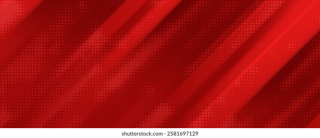 Red diagonal geometric shape with halftone. Modern fiber textured vector eps 10