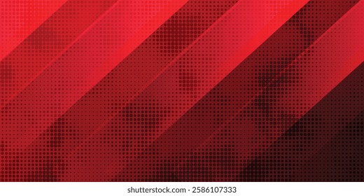 Red diagonal geometric shape with halftone. Modern