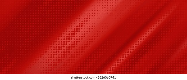 Red diagonal geometric shape with halftone. Modern fiber textured vector eps 10