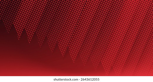 Red diagonal geometric shape with halftone. Modern fiber textured vector eps 10