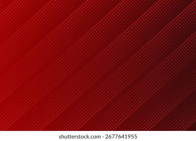 Red diagonal geometric shape with halftone. Modern fiber textured vector