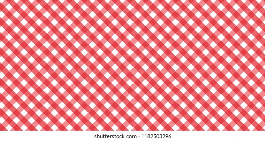 Red diagonal Gingham pattern. Texture from rhombus/squares for - plaid, tablecloths, clothes, shirts, dresses, paper, bedding, blankets, quilts and other textile products.