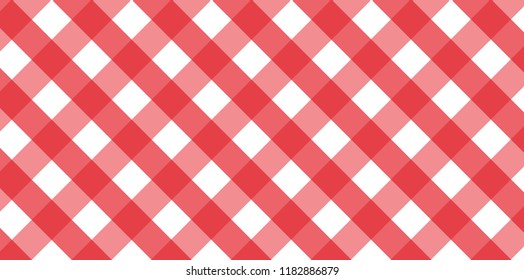Red diagonal Gingham pattern. Texture from rhombus/squares for - plaid, tablecloths, clothes, shirts, dresses, paper, bedding, blankets, quilts and other textile products.