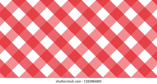 Red diagonal Gingham pattern. Texture from rhombus/squares for - plaid, tablecloths, clothes, shirts, dresses, paper, bedding, blankets, quilts and other textile products.
