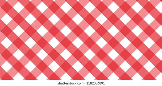 Red diagonal Gingham pattern. Texture from rhombus/squares for - plaid, tablecloths, clothes, shirts, dresses, paper, bedding, blankets, quilts and other textile products.
