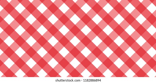 Red diagonal Gingham pattern. Texture from rhombus/squares for - plaid, tablecloths, clothes, shirts, dresses, paper, bedding, blankets, quilts and other textile products.