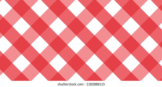 Red diagonal Gingham pattern. Texture from rhombus/squares for - plaid, tablecloths, clothes, shirts, dresses, paper, bedding, blankets, quilts and other textile products.