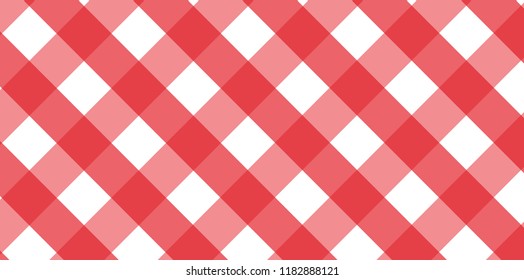 Red diagonal Gingham pattern. Texture from rhombus/squares for - plaid, tablecloths, clothes, shirts, dresses, paper, bedding, blankets, quilts and other textile products.